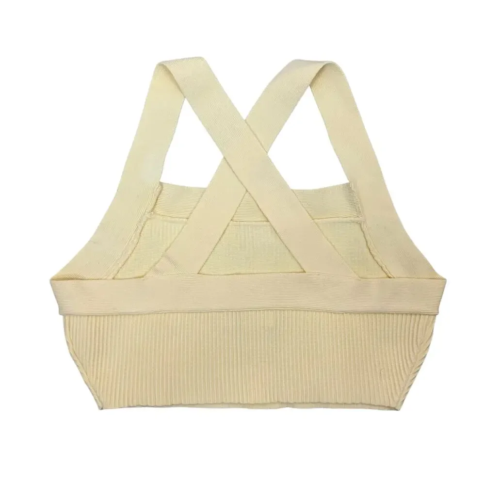 House of Harlow 1960 Crop Top Ribbed Yellow Cross Back Women's M_4